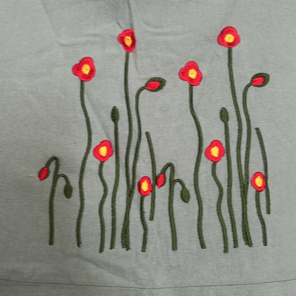LIGHT GREEN floral embroidered overalls/jumper|XL - Picture 4 of 6
